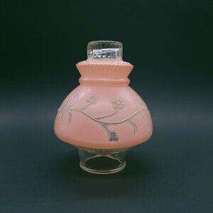 Art Deco Lamp Shade Pink & Clear Glass Bedroom Lighting Lamp Parts 7.5"